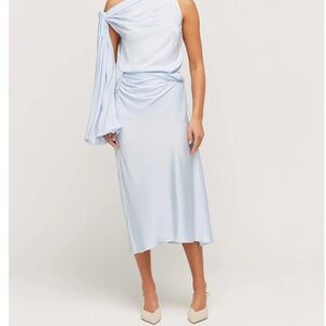 BEAUFILLE Vela Skirt in Powder Blue satin finish size XS